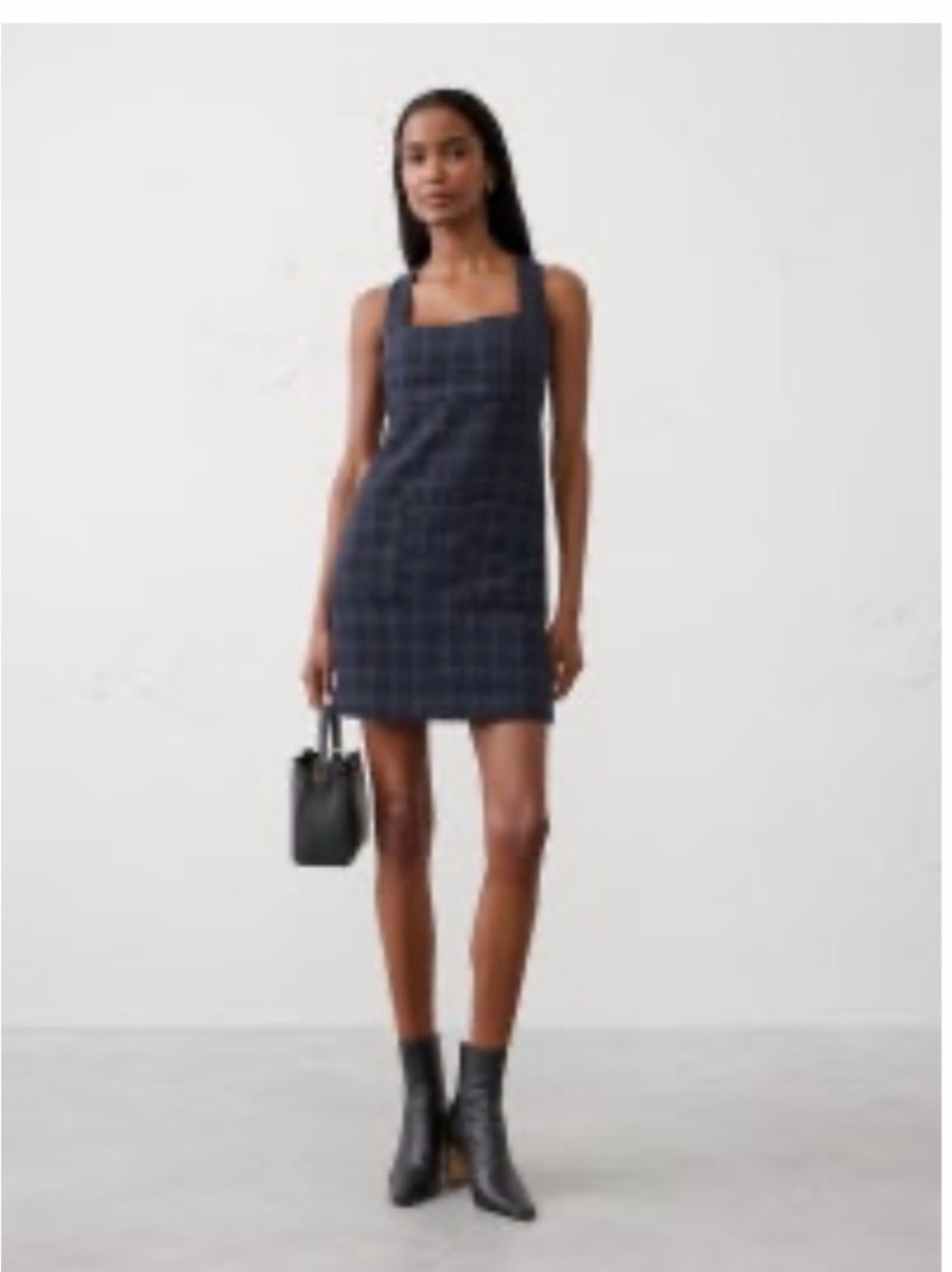 Banana Republic Tweed Empire Waist Navy Square-Neck Mini Dress